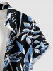 Chemise à poches boutonnées hawaïennes grande taille pour homme, imprimée de feuilles tropicales, de fleurs et de libellules. - Noir 6XL
