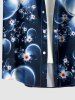 Ombre Flower Bubble Print Hawaii Button Pocket Shirt For Men - Bleu profond 4XL