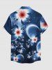 Ombre Flower Bubble Print Hawaii Button Pocket Shirt For Men - Bleu profond 4XL