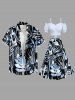 Plus Size Tropical Leaf Flower Dragonfly Print Hawaii Split A Line Skirt -  