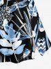 Plus Size Tropical Leaf Flower Dragonfly Print Hawaii Split A Line Skirt -  