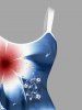 Plus Size Ombre Flower Bubble Print Hawaii A Line Dress -  