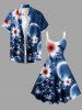 Plus Size Ombre Flower Bubble Print Hawaii A Line Dress -  
