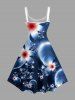 Plus Size Ombre Flower Bubble Print Hawaii A Line Dress -  