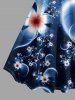 Plus Size Ombre Flower Bubble Print Hawaii A Line Dress -  