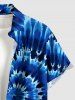 Plus Size Spiral Tie Dye Print Hawaii Button Pocket Shirt For Men - Bleu 3XL