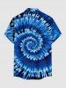 Plus Size Spiral Tie Dye Print Hawaii Button Pocket Shirt For Men - Bleu 4XL