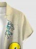 Chemise à poches boutonnées grande taille pour homme, imprimé canards et vagues, style hawaïen - Jaune 2XL