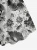 Plus Size X-ray Skull Flowers Leaf Print Hawaii Tank Dress - Gris Clair L