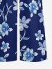 Flowers Leaf Print V Neck Hawaii Wide Leg Jumpsuit - Bleu profond M