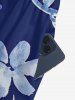 Flowers Leaf Print V Neck Hawaii Wide Leg Jumpsuit - Bleu profond XL