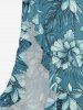 Robe hawaïenne à imprimé floral tropical et feuilles, à volants et fente cache-cœur - Paon Bleu XXXL