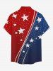 Patriotic American Flag Print Button Pocket Shirt For Men -  
