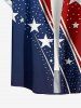 Patriotic American Flag Print Button Pocket Shirt For Men -  