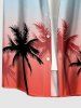 Ombre Coconut Tree Print Buttons Pocket Hawaii Shirt For Men - Bleu Ciel 4XL