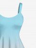 Ombre Coconut Tree Print Hawaii Tank Dress - Bleu Ciel 1X