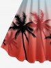 Ombre Coconut Tree Print Hawaii Tank Dress - Bleu Ciel 1X