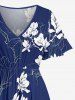 Flowers Leaf Print Split Hawaii Midi Dress -  
