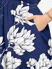 Flowers Leaf Print Split Hawaii Midi Dress -  