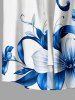 Flowers Leaf Print Buttons Pocket Hawaii Shirt For Men - Blanc 4XL