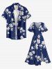 Flowers Leaf Print Split Hawaii Midi Dress - Bleu profond 6X