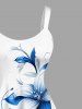Plus Size Flowers Leaf Print Hawaii Tank Dress -  