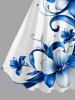 Plus Size Flowers Leaf Print Hawaii Tank Dress -  