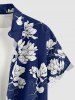 Flowers Leaf Print Buttons Pocket Hawaii Shirt For Men -  