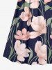 Flowers Leaf Print Surplice Hawaii Midi Dress -  