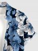 Hibiscus Flowers Print Buttons Pocket Hawaii Shirt For Men - Bleu profond 4XL
