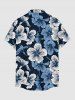 Hibiscus Flowers Print Buttons Pocket Hawaii Shirt For Men - Bleu profond 4XL