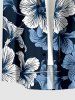 Hibiscus Flowers Print Buttons Pocket Hawaii Shirt For Men - Bleu profond 4XL