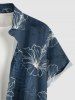 Plus Size Hibiscus Flower Tropical Leaf Print Buttons Pocket Hawaii Shirt For Men -  