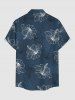 Plus Size Hibiscus Flower Tropical Leaf Print Buttons Pocket Hawaii Shirt For Men -  