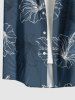 Plus Size Hibiscus Flower Tropical Leaf Print Buttons Pocket Hawaii Shirt For Men -  