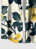 Chemise hawaïenne grande taille à imprimé floral et feuilles, boutons et poche pour homme - Jaune clair S