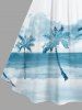 Plus Size Coconut Tree Ombre Cloud Print Ruched Lattice Crisscross Straps Hawaii Dress -  