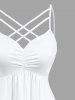 Plus Size Coconut Tree Ombre Cloud Print Ruched Lattice Crisscross Straps Hawaii Dress -  