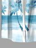 Chemise hawaïenne grande taille pour homme, imprimé nuage ombré cocotier, boutons et poche. - Blanc 2XL