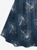 Robe hawaïenne grande taille à imprimé floral d'hibiscus et feuilles tropicales, bretelles croisées et froncées. - Cadetblue XS