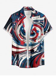 Chemise à poches boutonnées grande taille pour homme, imprimé drapeau américain patriotique en spirale. - Bleu 3XL