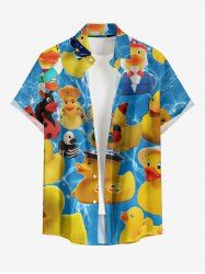 Chemise à poches boutons grande taille pour homme, imprimé squelette de canard et étang hawaïen. - Jaune 2XL