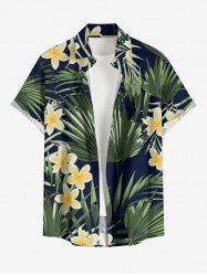 Chemise hawaïenne grande taille pour homme, à imprimé floral tropical et feuilles, avec boutons et poche. - Vert profond 4XL