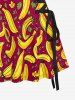 Banana Flower Leaf Print Matching Hawaii Beach Outfit For Couples -  
