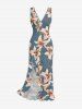 Flower Leaf Print Matching Hawaii Beach Outfit For Couples -  