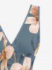 Flower Leaf Print Matching Hawaii Beach Outfit For Couples -  