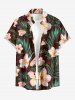 Ensemble hawaïen assorti chemise et barboteuse grande taille, tenue de plage à imprimé feuilles tropicales et hibiscus pour couples - Café profond 