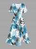 Hibiscus Flower Leaf Coconut Tree Print Matching Hawaii Beach Outfit For Couples -  