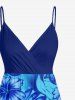 Robe trapèze à imprimé floral tropical et hibiscus grande taille, style hawaïen, cache-cœur - Bleu XS