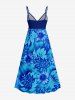Robe trapèze à imprimé floral tropical et hibiscus grande taille, style hawaïen, cache-cœur - Bleu XS